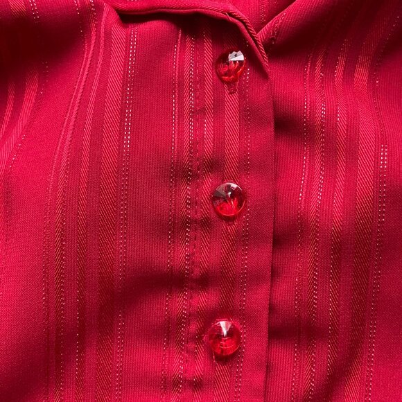 Maggie Barnes Womens Sz 3X Top Blouse Shirt Red Striped Button-Up Metallic - Picture 6 of 12